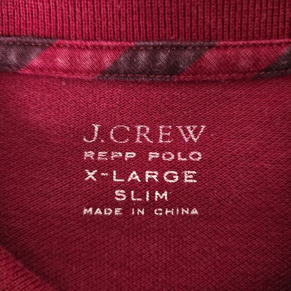 J. Crew Repp Polo Shirt Men XL Burgundy Red Pique Short Sleeve Cotton Mesh - Picture 11 of 11